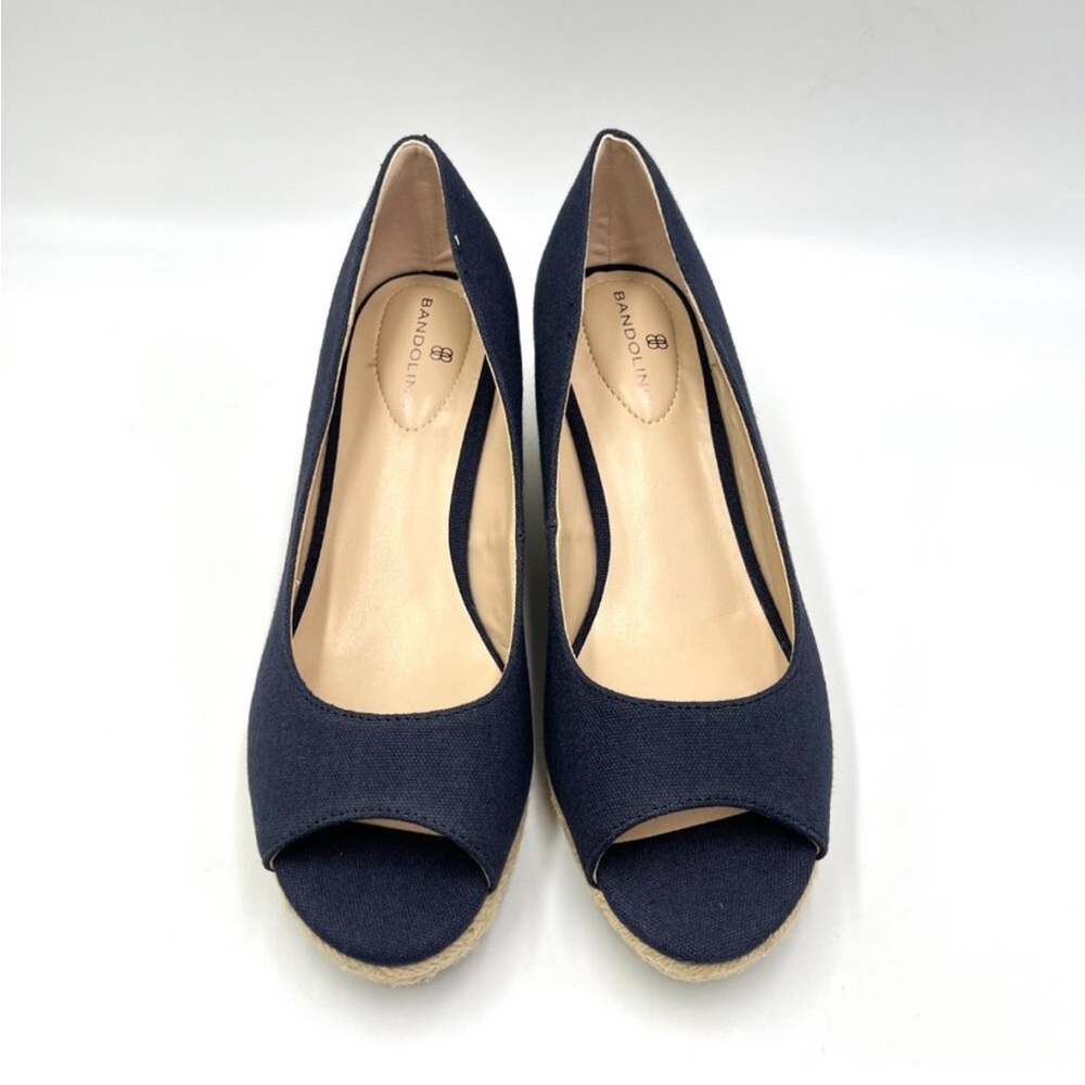 Bandolino Womens Size 6.5 Nuri 7 Navy Blue Espadrilles Wedges Heels Shoes - Picture 2 of 8